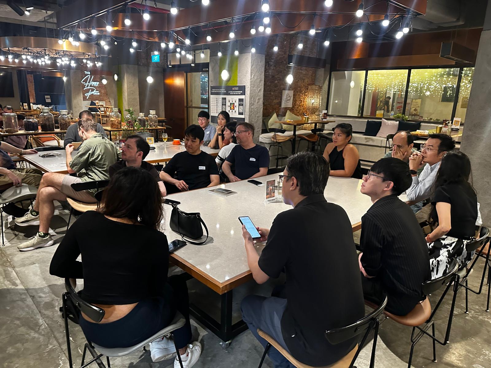 Founders networking at Tech and Tonic Friday social event